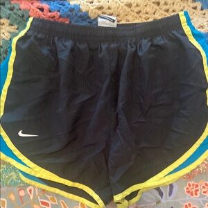 Black Athletic Shorts with Yellow and Blue Trim
